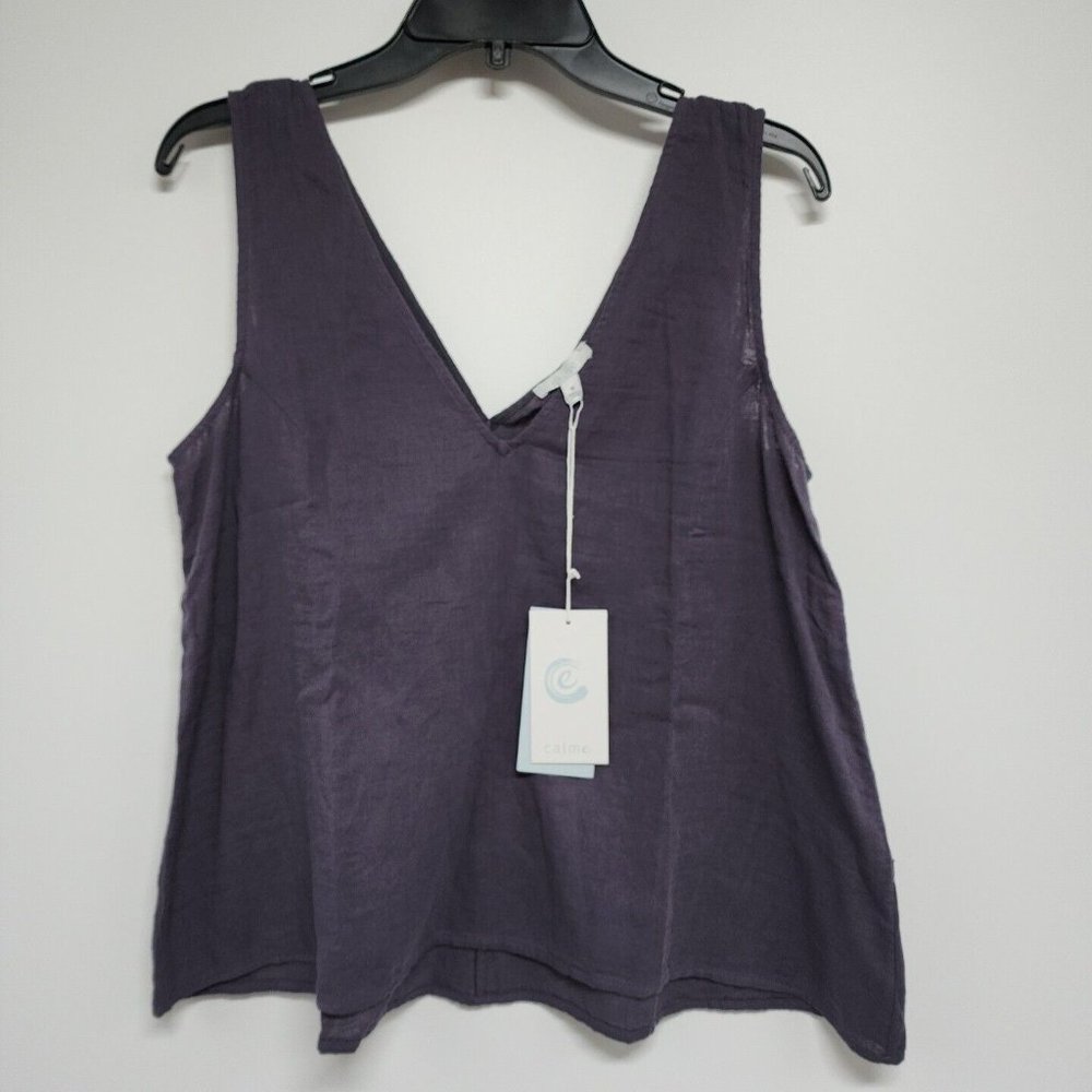 COPY - NEW Size Medium JOHNNY WAS CALME Double Gauze Drape Tank Top Gray Womens